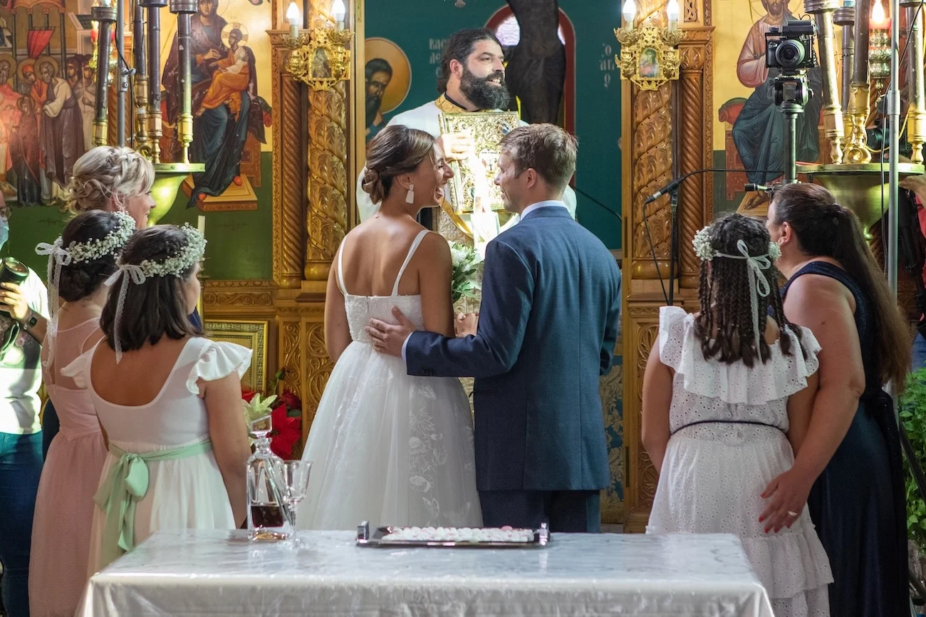 greek island orthodox wedding ceremony